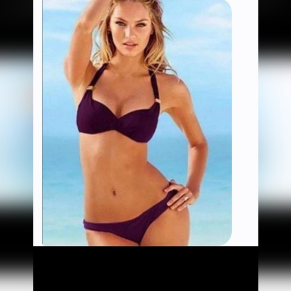 Victoria's Secret  2 pc.swim set. Burgundy w gold accents! Top 38DD bottom sz.Lg